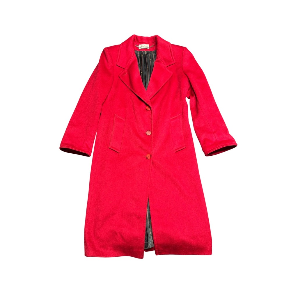 Vintage Red Wool long coat single breasted classic elegant tailored old money
